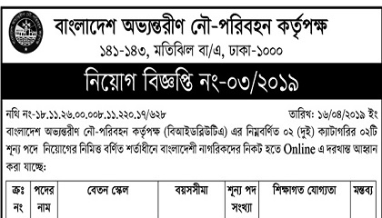 Bangladesh Inland Water Transport Authority (BIWTA) published a Job Circular