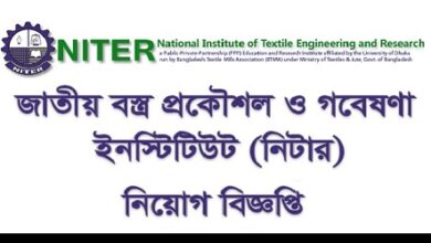National Institute of Textile Engineering and Research -NITER Job Circular