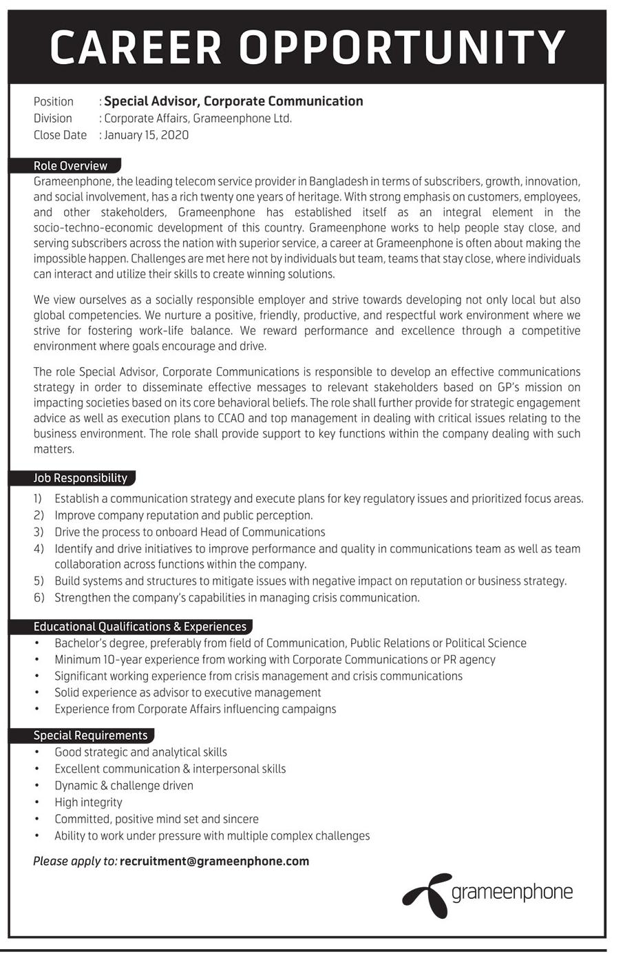 Grameenphone GP Job Circular 2020