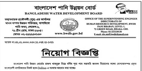 Bangladesh Water Development Board BWDB Job Circular 2021