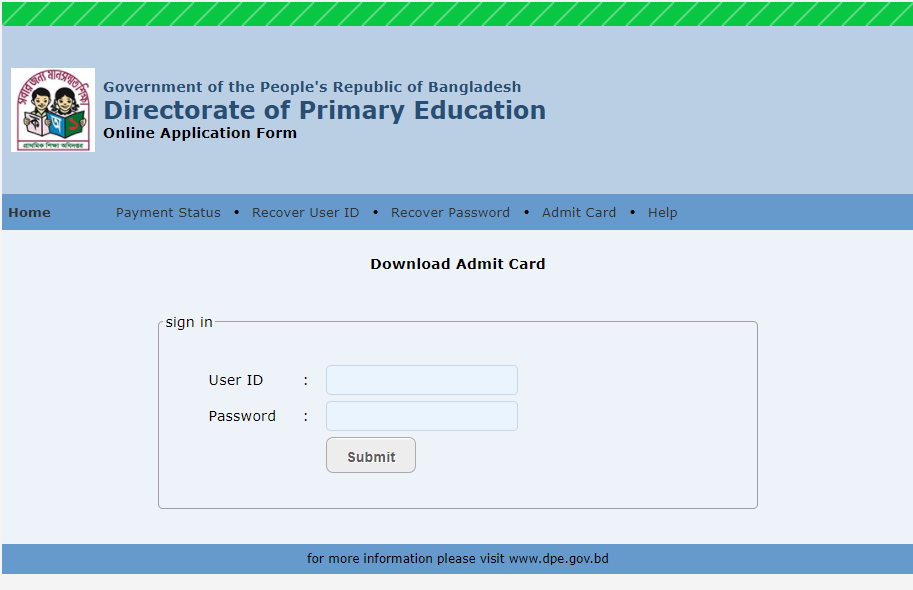 DPE Primary Admit Card Download 2021