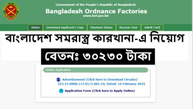 Bangladesh Ordnance Factories (BOF) Job Circular 2025