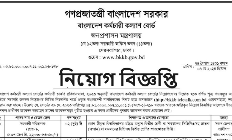 Bangladesh Karmachari Kallyan Board Job Circular 2024