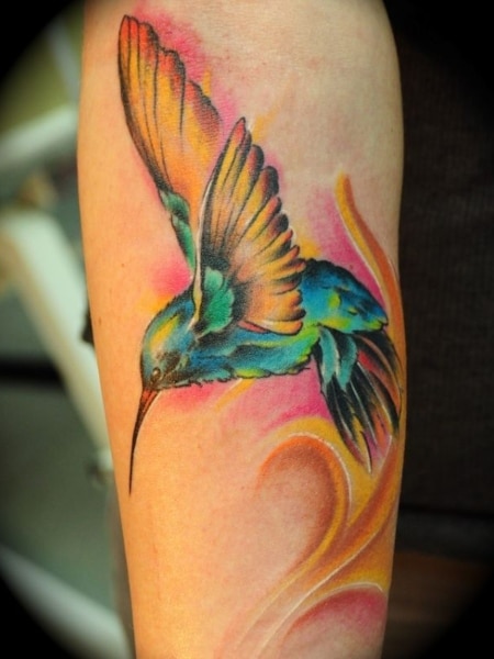 Colorful Hummingbird Tattoo1