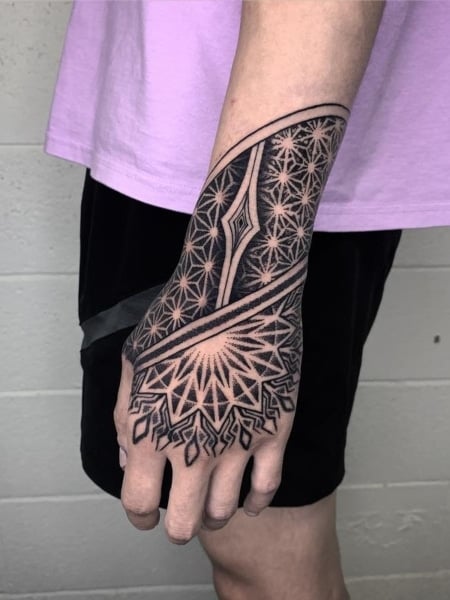 Mandala Hand Tattoo For Men