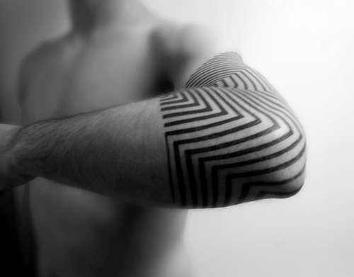 Awesome Elbow Black Pattern Tattoo