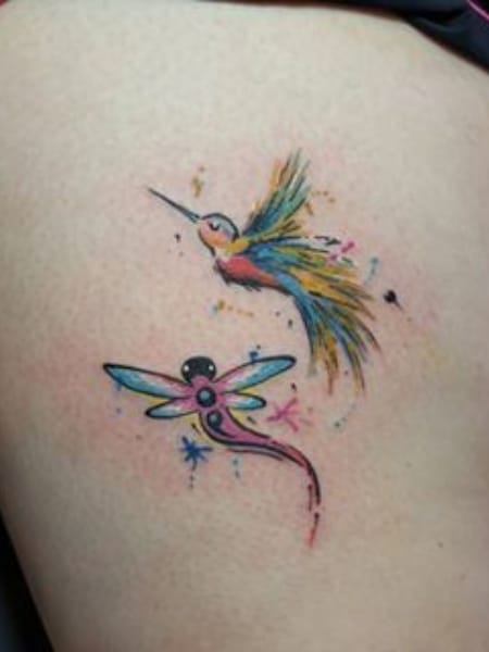 Dragonfly And Hummingbird Tattoo