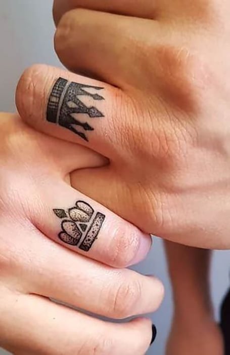King & Queen Finger Tattoo