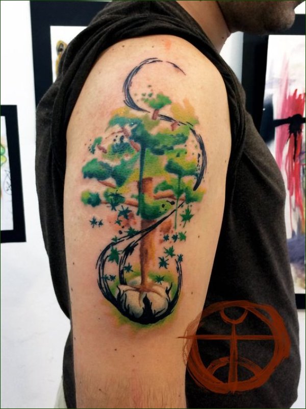 colorful tree tattoos
