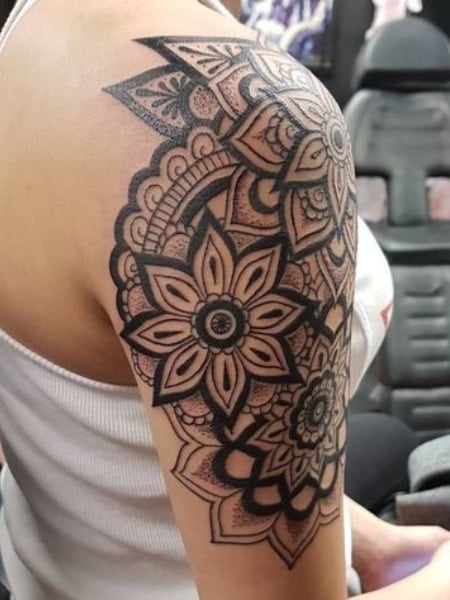 Mandala Half Sleeve Tattoo For Women