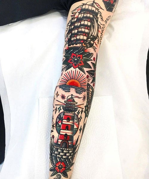 American Traditional Arm Tattoo