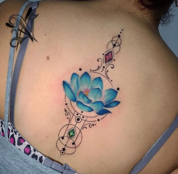 Lotus tattoo design on back