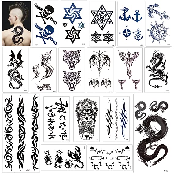 Temporary Tattoo for Adults Kids Women Men (18 Sheets), Konsait Temporary Tattoo Stickers Paper Kit Fake Tattoo Body Sticker Cover Up Set