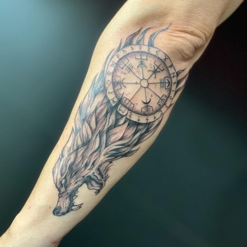Viking wolf tattoo
