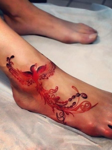 Phoenix Foot Tattoo for women