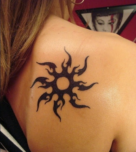 tribal sun tattoos designs on upper back