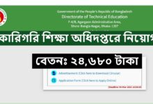 Directorate of Technical Education Job Circular 2025