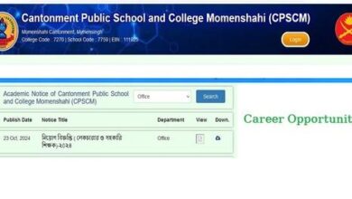 Cantonment Public School and College Momenshahi (CPSCM) Job Circular