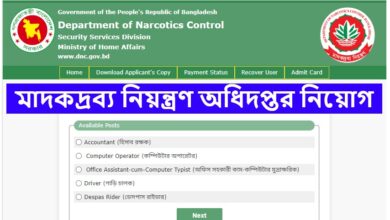 Department of Narcotics Control Job Circular 2024