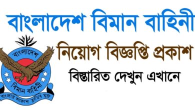 বাংলাদেশ বিমান বাহিনী এর নিয়োগ বিজ্ঞপ্তি ২০২৫ প্রকাশ।